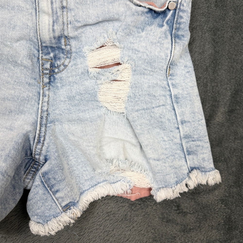 Kendall + Kylie The Icon Short Distressed‎ Denim Frayed Hem Light Wash Women's - Picture 10 of 12